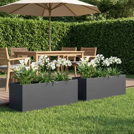 vidaXL Macetero de Jardín 2 uds. Gris antracita 80 x 30 x 30 cm (1/5)