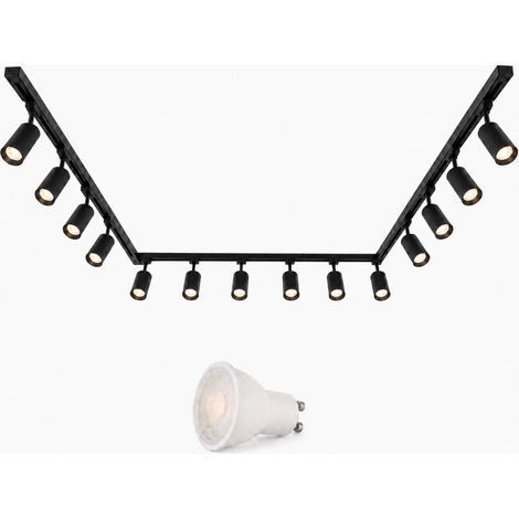 Kit Rail LED Monophasé en U + 14 Spots GU10 Noir - 800 cm - Blanc Chaud () - SILUMEN (1/3)