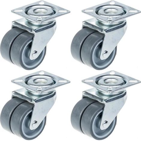 Drehrolle - ZHONGSHAN - 50mm - Graugummi - Tragfähigkeit 280kg - Packung mit 4