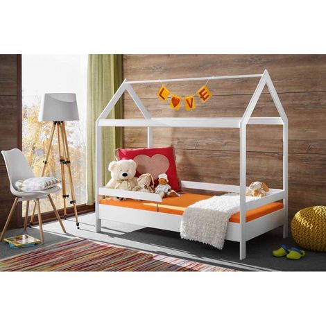 Lit enfant maison Timmy - L 164 x P 89 x H 145 cm - Blanc - Livraison gratuite (1/5)