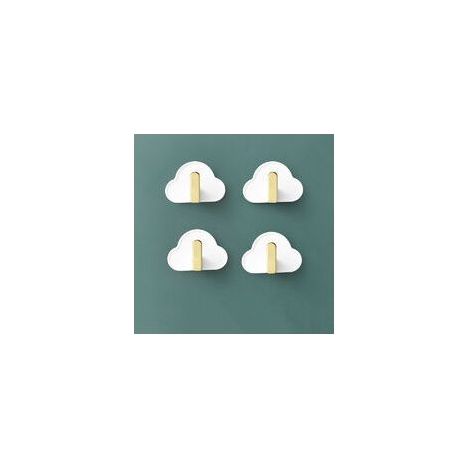 Self-Adhesive Wall Hooks, 4-Piece Set, Rustproof and Waterproof, Bathroom and Office Towel Rack, No Trace, Children's Wall Hooks (White) (1/5)