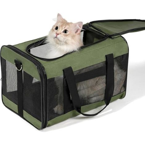 Sac De Transport Chat/Sac De Transport Chien pour Chats, Petits Chiens, Chatons Ou Chiots, Souple et Pliable avec Tapis en Laine (1/5)