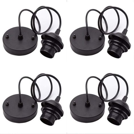 4 pièces Kit de Lustre VintagePorte Lampe Edison Vintage Avec Cable de 100mm Pour Suspension Ampoule，E27 (Noir) (1/5)