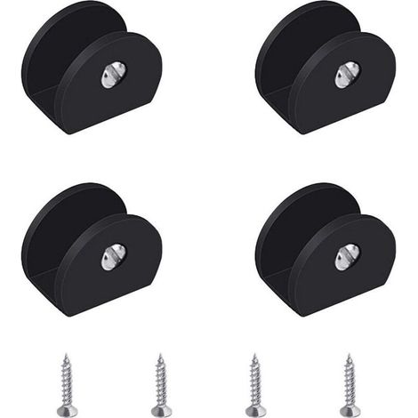 Ineasicer Pince à Verre, 4 Pièces de Support d’Étagère en Verre Support Tablette Verre Noir, Fixation Tablette Verre Réglable, Demi-Rondes, en Alliage d'Aluminium, Pour Verre de 6 à 8 mm d'Épaisseur (1/5)