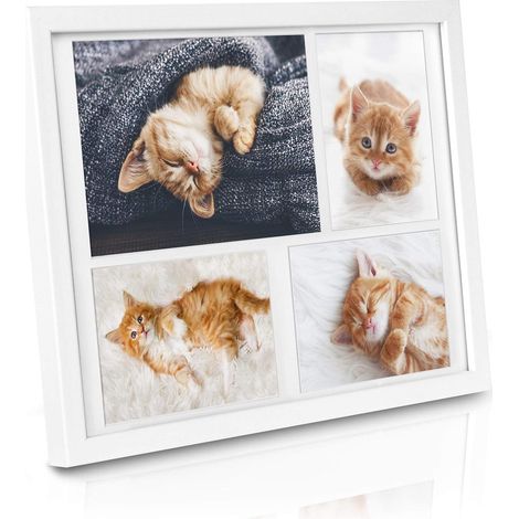 2x cadres photo 10x15 cm & 15x21 cm pour 4 photos, blanc