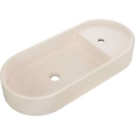 Aufsatzwaschbecken L.80 x H.12 x T.36,5 cm beige Beton LUCIA