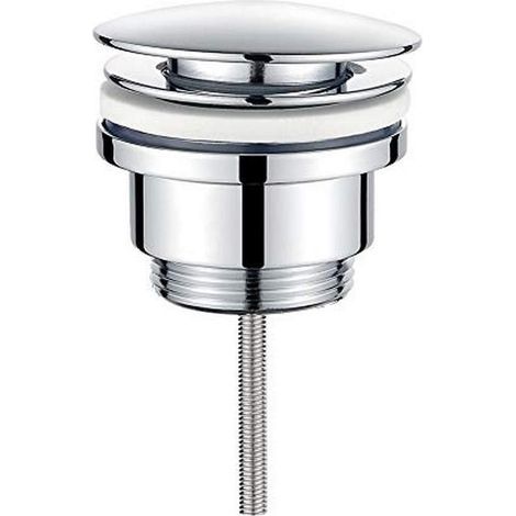 M20509 Bonde de Lavabo Clic Clac avec/sans Trop Plein Bouchon Vidage Salle de Bain en Métal Argenté,Robuste et Installation Facile (1/5)