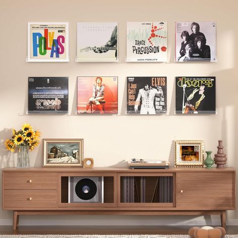 Support Mural Pour Vinyle - 12 Pouces - Acrylique Transparent - Pour Exposition et Rangement d'Albums - 8 Pièces (1/5)