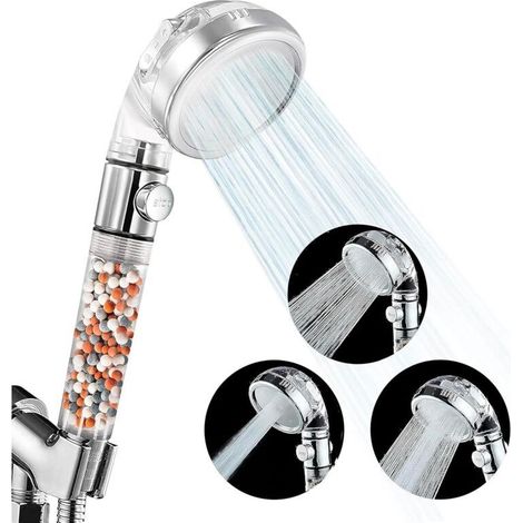 Pommeau douche Shower Envy Ecowater Nortex, filtrant adoucisseur haute pression Eco Powder, stop/start, billes ioniques, 3 jets (1/5)