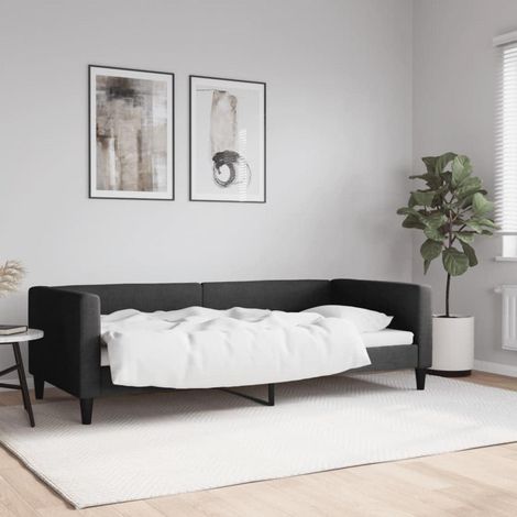 Schlafsofa 2-Sitzer umwandelbar mit Stauraum, 90x200 cm, Schwarz (1/5)