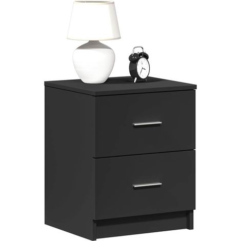 Nachttisch mit 2 Schubladen Schwarz 40x36x50 cm