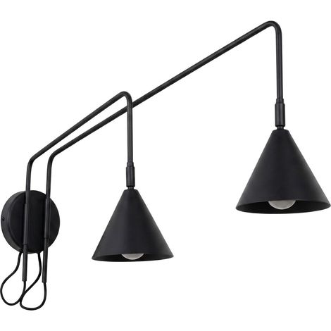 Sollux NOX Applique murale Nox Dome avec interrupteur, noire, 2 x E14 (1/2)