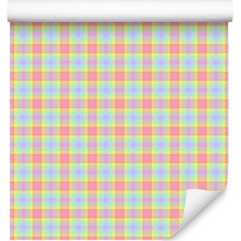 Papier peint à motif treillis Candy, crème et pêche, 50 x 1000 cm (1/5)