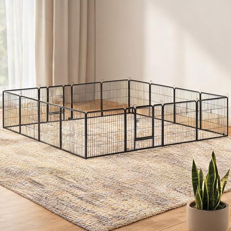 Enclos pour chien en acier 16 panneaux 60 cm haut (1/5)