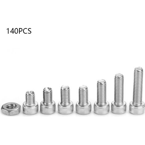 Kit 140 pièces vis à tête cylindrique hexagonale creuse 10-32 en acier inoxydable, assortiment de boulons (1/5)
