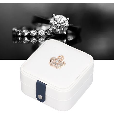 Boîte à bijoux portable et créative, boîte de rangement simple pour bijoux, boîte à bijoux pour boucles d'oreilles, colliers et bagues, petite boîte à bijoux, blanche (1/5)