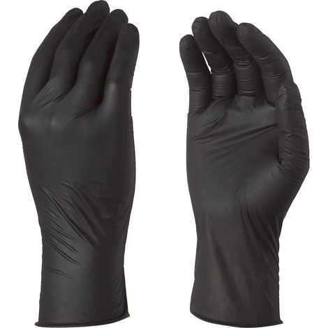 Gants Nitrile - 6 Mil - Non Poudrés - Noir - Taille M - Alimentaire - Boîte De 100