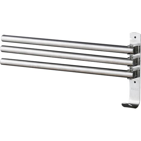 Porte-serviettes rotatif avec crochets, 3 barres, bras pliables, support de salle de bain, barre murale, support en acier inoxydable, organisateur pour salle de bain et cuisine. (1/4)