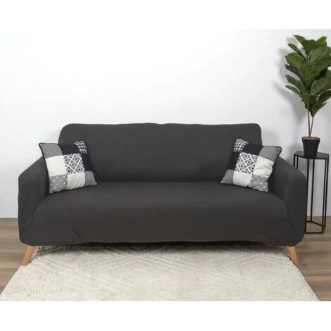 The Home Deco Factory – Housse extensible pour canapé – Textile gris – Protection et changement de style – Convient aux canapés de 3 places (1/3)