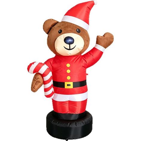 Décoration de Noël gonflable Ours en peluche 1,8 m avec canne à sucre, Pour jardin et pelouse (1/5)
