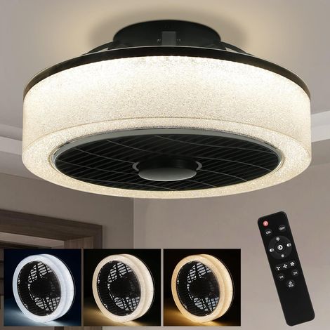 ZMH Ventilateur de plafond à LED avec éclairage - Grand ventilateur de plafonnier moderne, télécommande silencieuse, lampe de salon, ventilateur de plafond à intensité variable pour chambre à coucher