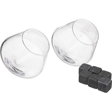 Verres à whisky et cubes, set de barman