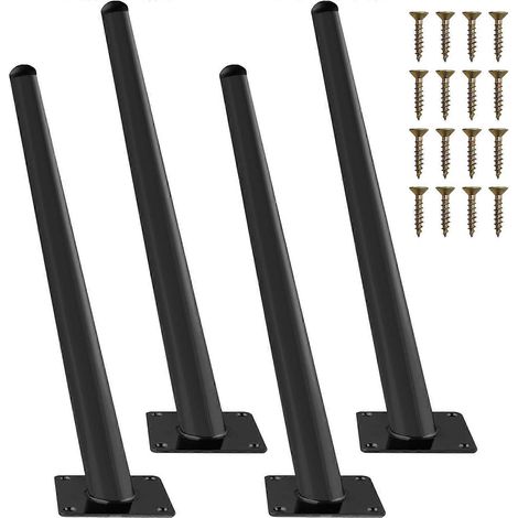 Verstellbare Möbelfüße aus goldfarbenem Metall, 30 cm (12 Zoll), schräge Füße im Mid-Century-Stil, Ersatzfüße für Schreibtisch, Bett, Schrank, Stuhl, Sofa, Hocker, Kommode – 30 cm (12 Zoll) – Schwarz