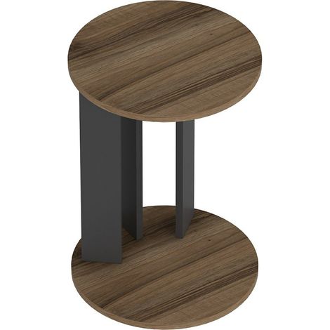 Tavolino rotondo effetto noce/antracite 030008604