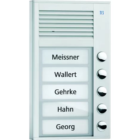 TCS Audio Außenstation Serie PAK 5 Klingeltasten (rechtsbündig), AP silber PAK05-EN (1/2)