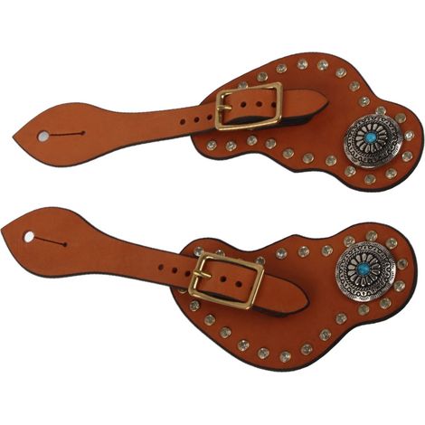1 paire de sangles d'éperons western rétro avec boucle, pour l'entraînement des chevaux, équipement de protection marron (1/5)