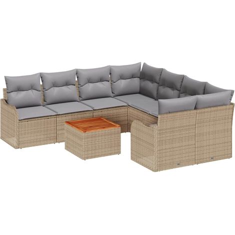 Maison Exclusive - Gartensofa-set 9 pcs Beige und Hellgrau Poly-R