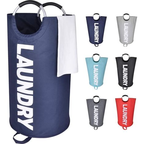 82L Paniers à linge, Pliable Sac à linge, Pliage Grande Capacité Corbeilles à linge- Bleu Foncé, L-Ensoleillé