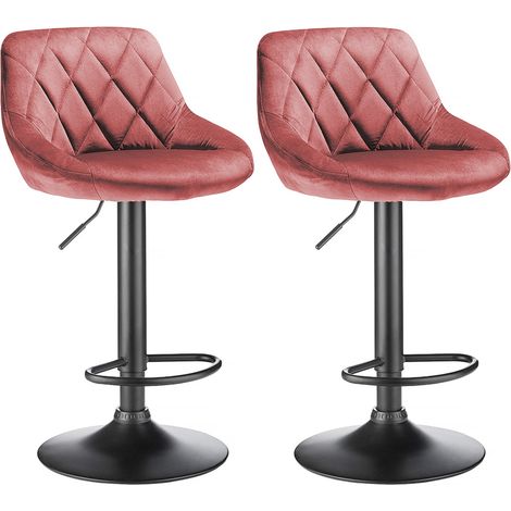 Skecten Juego de 2 Taburete de Bar, con Respaldo Regulable en Altura, Reposapiés - Rosa (1/5)