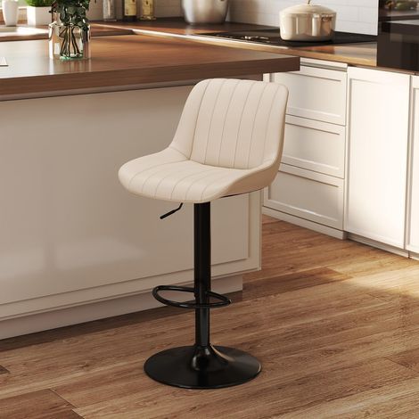 Bar Stools , with Back, Adjustable PU Leather (Cream,Set of 1) (1/5)