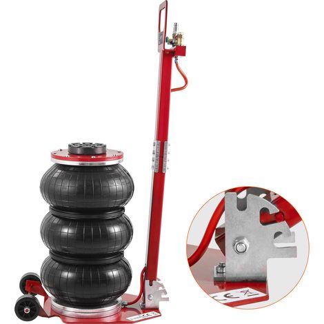 Mophorn Air Jack, 3 Ton/6600 lbs, Triple Bag Air Jack, sechs Stahlrohre, hebt bis 17,7“, Fast 3-5 s Pneumatic Jack, verstellbarer langer Griff, für Autos, Garagen, Reparatur, Rot