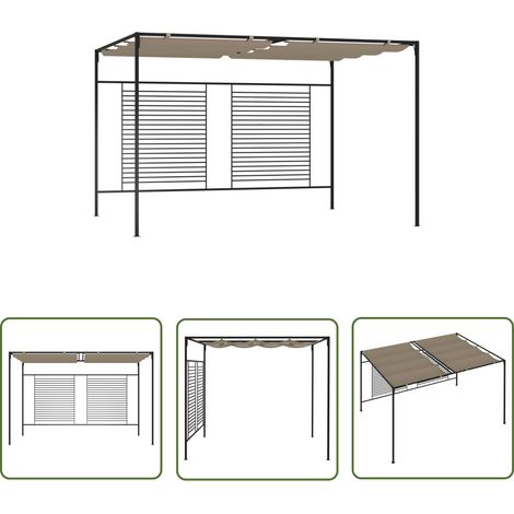 The Living Store Belvédère avec auvent rétractable 3x4x2,3 m Taupe 180 g/m² - Abri Extérieur - Gazebo - Parasol - Tente De Jardin - Structure Extérieure (1/5)