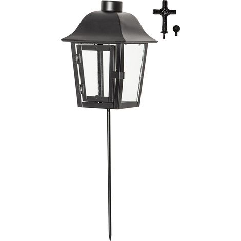 Star Trading Lanterne Serene, piquet de terre, lanterne funéraire, décoration, noir, extérieur, 45 cm