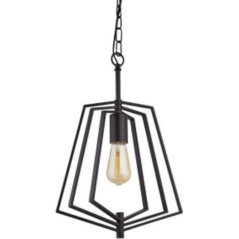 Searchlight SLINKY - Pendentif de plafond cage noir mat ajustable à 1 lumière en métal (1/3)