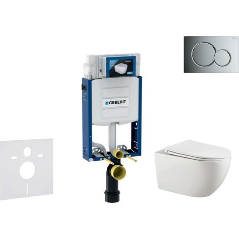 Geberit Kombifix - Conjunto de módulo de instalación empotrada, inodoro Gaia y asiento softclose, pulsador de descarga Sigma01, cromo brillante SANI15CA1122 (1/5)