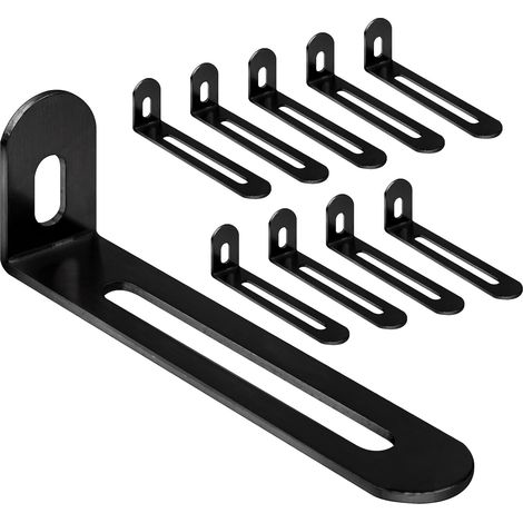 Lot de 10 connecteurs d'angle 72,5 × 24 × 15 mm avec 2 trous oblongs Raccord d'angle noir en forme de L pour meubles - Angle de montage à 90° - Angle de réglage pour meubles en bois (1/5)