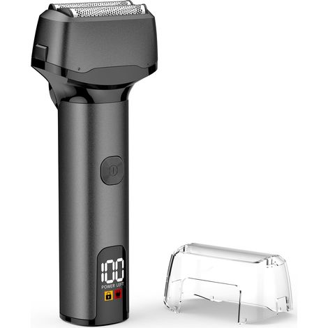 Rasoir Electriques Hommes, Rasoir à Grille avec Tondeuse De Précision Pour Sculpter, Shaver Humide et Sec, Recharge Rapide via Type-C, Autonomie de 60 Minutes (Noir) (1/5)
