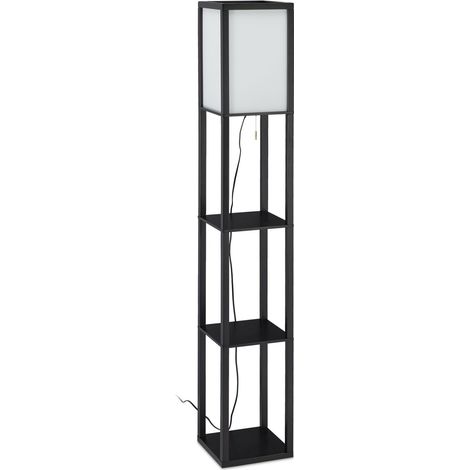Lámpara de pie moderna con estante de diseño práctico 180 x 40 x 20 cm en madera negra 130009695 (1/5)