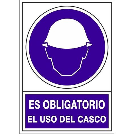 señal 600 plast.420x297 ''obli.uso casco'' es obligatorio el uso del casco