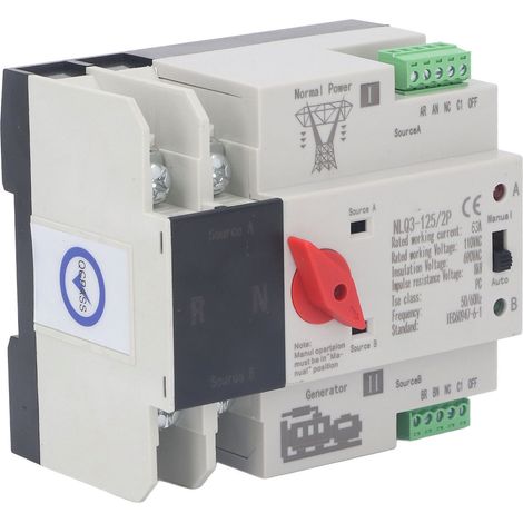 Automatischer 2-poliger Dual-Power-Umschalter für Generatoren, Wechselstrom 110 V, 50 Hz/60 Hz, 63 A (1/5)