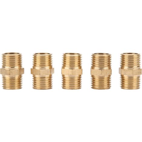 Raccord de tuyau en laiton 1/2" - Mamelon hexagonal - Accessoires de connexion pour tube d'eau (5 pièces) (1/5)