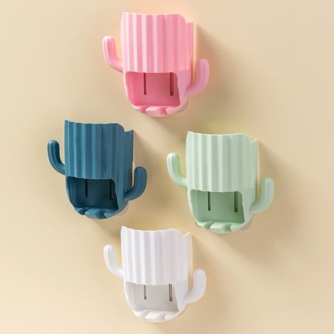 quatre Support 2 en 1 pour brosse à dents et dentifrice pour enfants, ventouse, organisateur de drainage de rasoir de dessin animé avec crochets pour salle de bain, miroir, comptoir de commode COOCHEE (1/4)