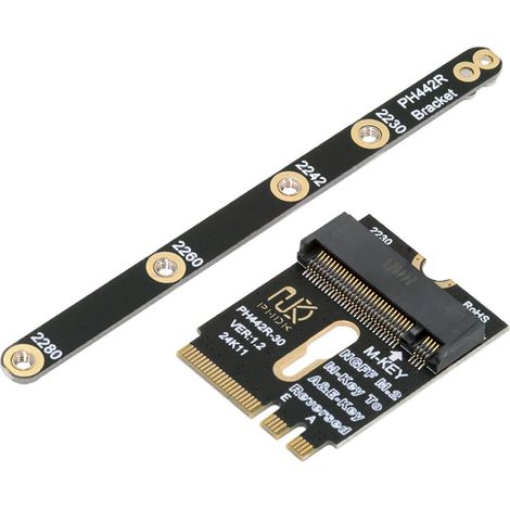 2 Adaptateur PCI-E 4.0 NGFF M-Key vers A+E, Support SSD NVME 2230-2280, Pour Carte Mère Portable (1/4)