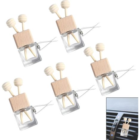 5 pièces Diffuseur voiture vide 8ml avec clip bouteille parfum verre rechargeable pour huile essentielle désodorisant grille aération accessoire auto maison bureau (1/5)