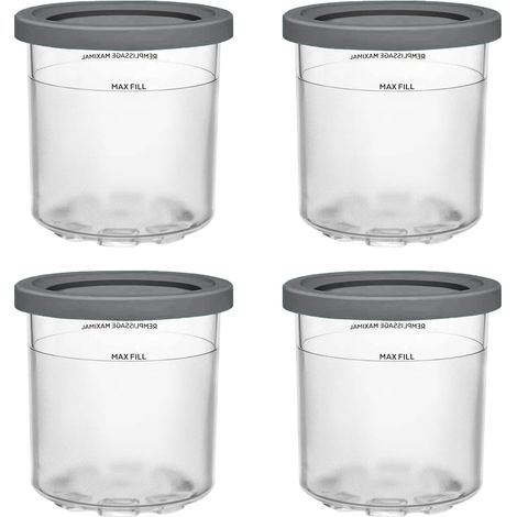 4Pièces de rechange pour pots de crème glacée individuels, adaptées pourNinjamachine à glace, couvercle gris clair (1/5)
