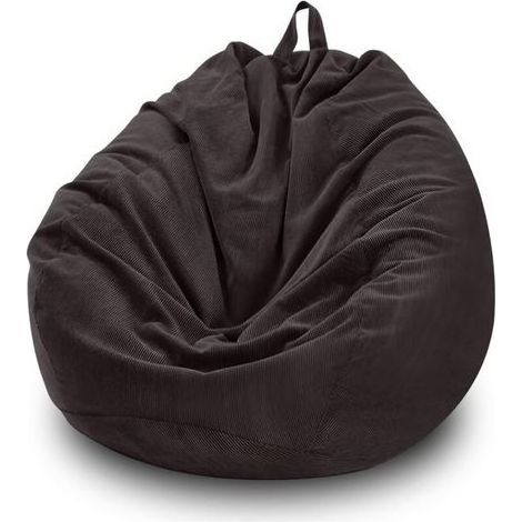 Cover of ottoman pear in velvet ribbed soft - Cover of ottoman of storage for children, adults, animals of company, dogs, cats (gray fonce) (1/5)